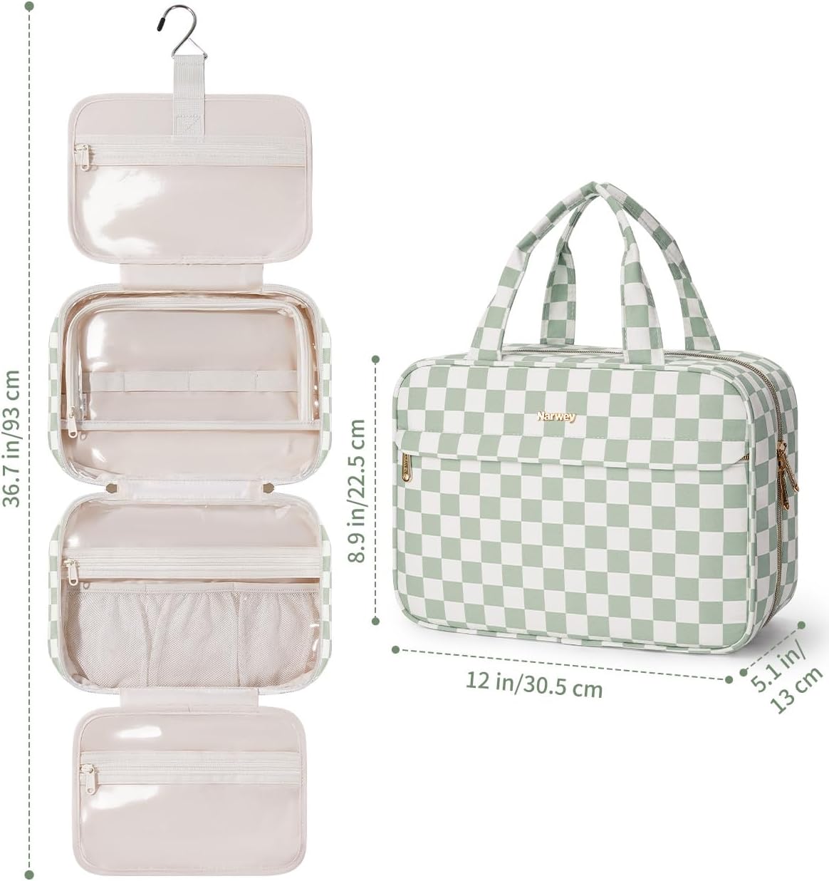 Narwey Large Hanging Travel Toiletry Bag for Women, Makeup Bag Organizer