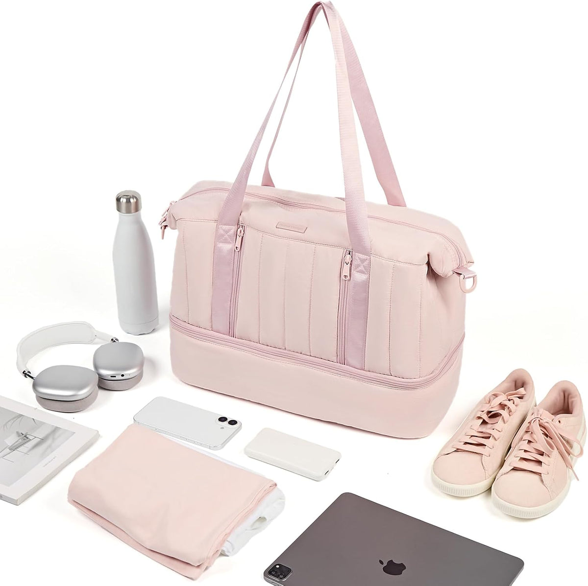 NISHEL Double-Layer Carry On Travel Bag with Shoe Compartment