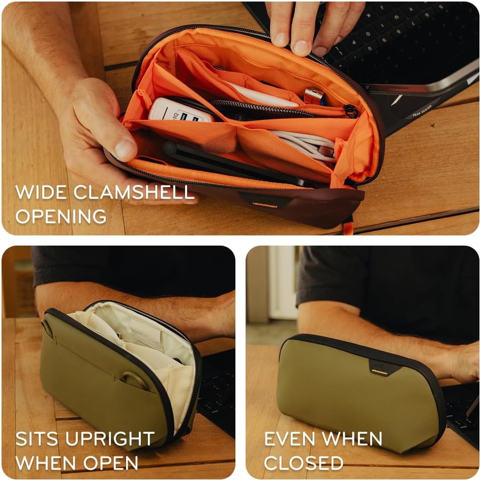 Peak Design Small Tech Pouch, Ocean, Electronics Organizer for Travel or Everyday Carry, Origami-Style Storage, Cable Pass-Through, Weatherproof Recycled Nylon, Gear Carry Bag for Men and Women