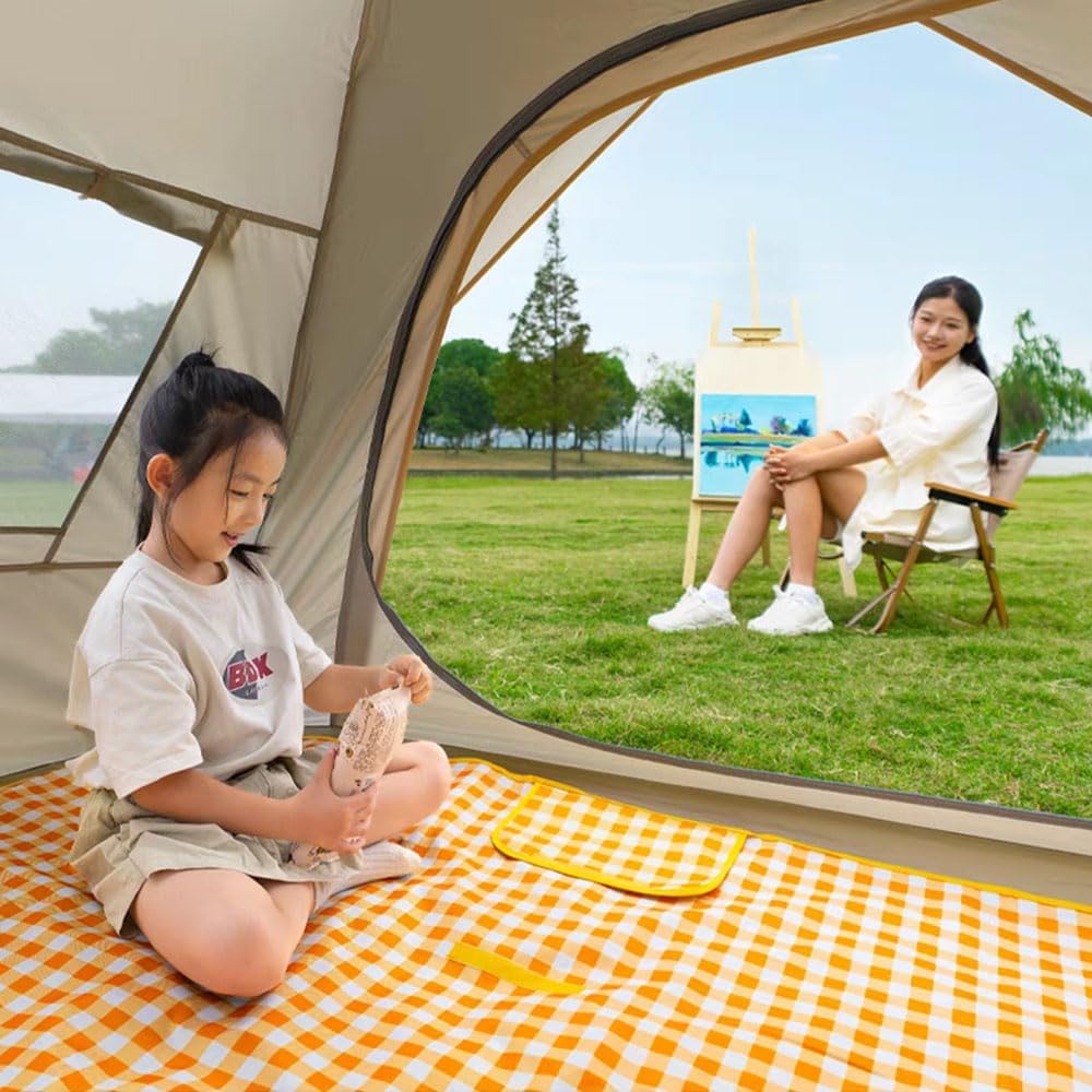 Extra Large Picnic Blanket Beach Blankets, 80''x80'' Picnic Mat Waterproof Sand Proof Foldable Portable for Outdoor Camping Hiking Travel Grass Park Music Festival Lawn Mats (yellow, 80x80 inch)