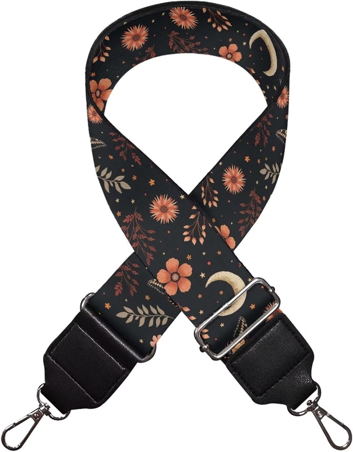 Coldinair Moon Floral Purse Strap with Adjustable Replacement Bag Straps Wide Bag Straps for Canvas Crossbody Purses Strap Messenger Bags Shoulder Handbag