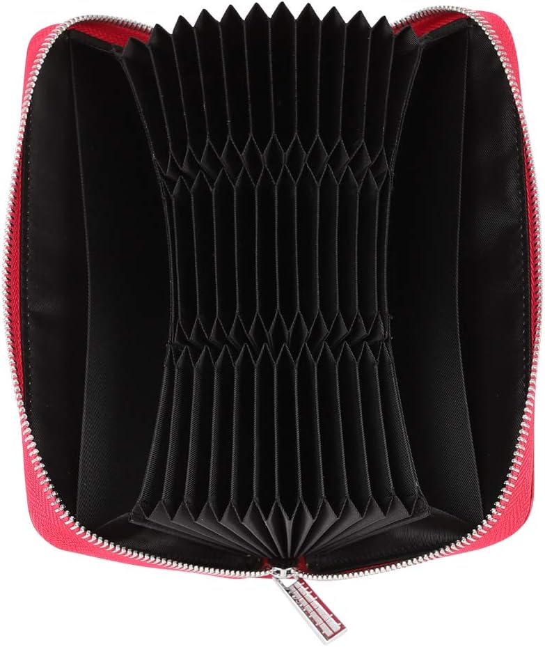 Women 36 Slots RFID Blocking Card Holder Large Long Leather Zipper Organizer Accordion Wallet,Rose