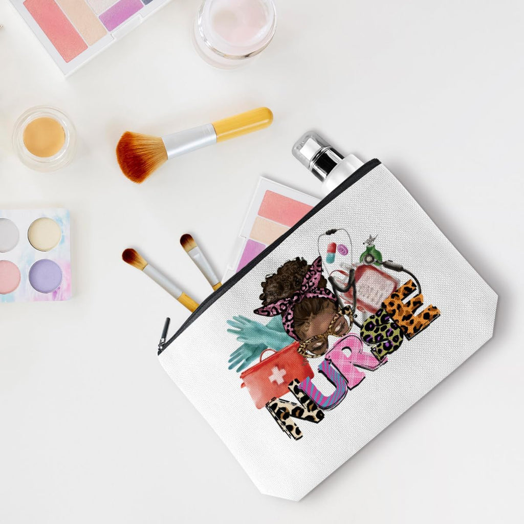 Inspirational Nurse Gifts RN Gifts Nurse Makeup Bag Cosmetic Bag Nurse Accessories for Work Nurse Bag for Women Nurse Nursing Graduation Gifts Birthday Christmas Nurse Week Appreciation Gift