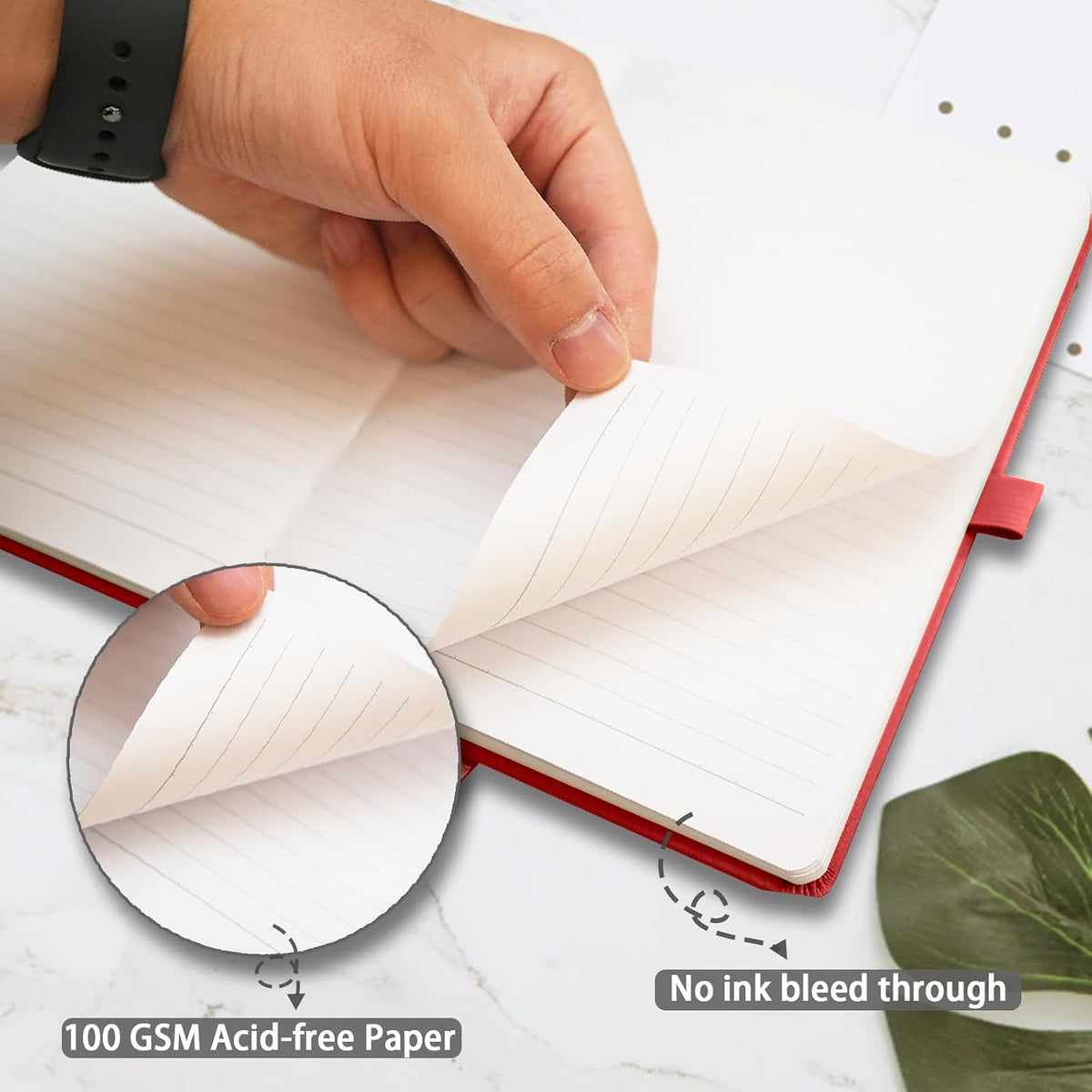 Heture Hardcover Notebooks, A5 Lined Journals Notebook for Writing 160 Pages, 8.2 x 5.5 inch, Classic Ruled Notebooks for College/Work/Travel(Lined-3 Pack, Red)