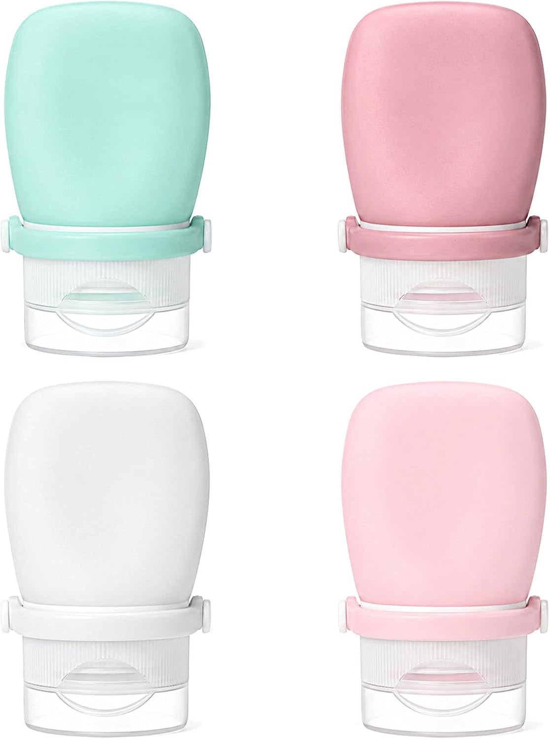 1 oz Silicone Travel Bottles, 4Pcs Leakproof Squeeze Bottle TSA Approved Travel Size Containers Shampoo Bottles Lotion Container for Toiletries Conditioner Salad Dressing Conditioner Liquid Toothpaste
