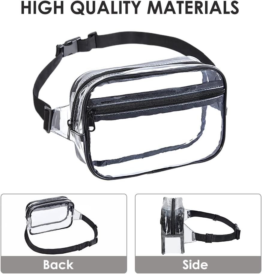 Clearworld Clear Fanny Pack, Waterproof 3-in-1 Belt Bag for Women, Black