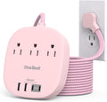Cruise Ship Travel Essentials, 22.5W/4.5A Flat Plug Power Strip, Pink