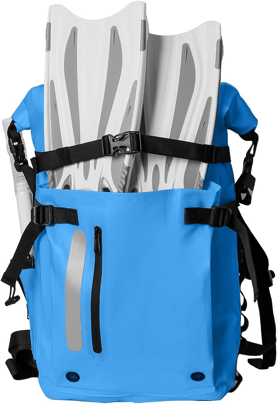 30L Roll Top Waterproof Floating Backpack, Equipment Pocket, Marine Floating Dry Bags for Kayaking Tracing Beach Fishing Hiking Survival Camping Travel (Blue)