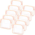 Tbestmax 10 Pack Clear Cosmetic Bags Makeup Bags Portable Waterproof TSA Approved Travel Toiletry Bags Large Organizer Peach Pink, 9.8" x 7.1" x 2.4"