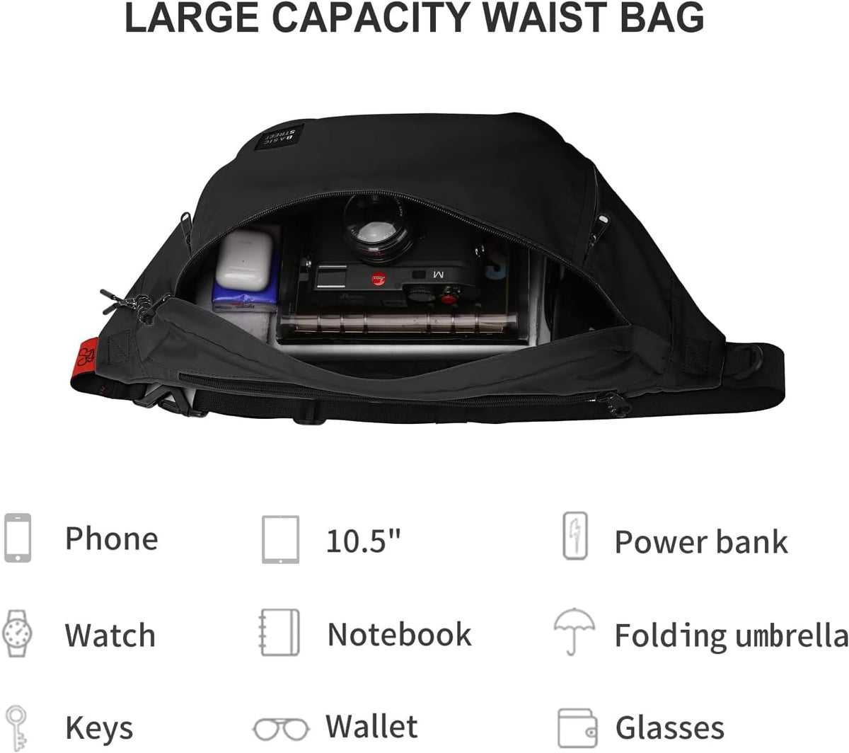 X-Large Crossbody Fanny Pack for Women Men,Waterproof Waist Bag Pack