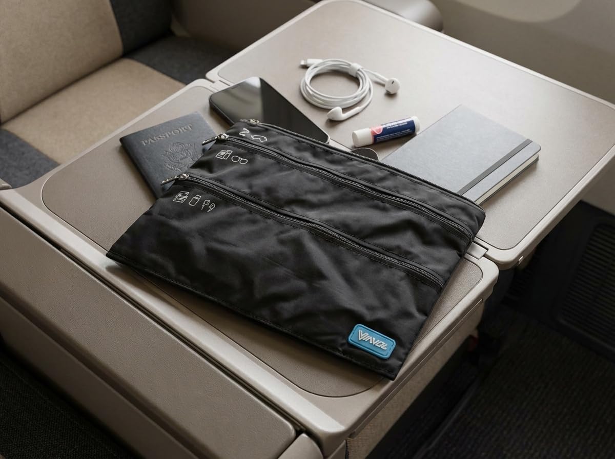 SeatPak - Airplane Pockets - Airplane Accessories - Plane Travel Essentials - Travel Organizer - Seat Storage Organizer - Air Travel Essentials - Seatback Organizer (Black)