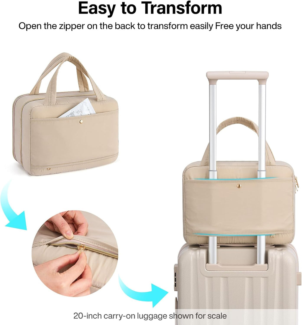 Hanke Hanging Travel Toiletry Bag with Jewelry Organizer, Apricot