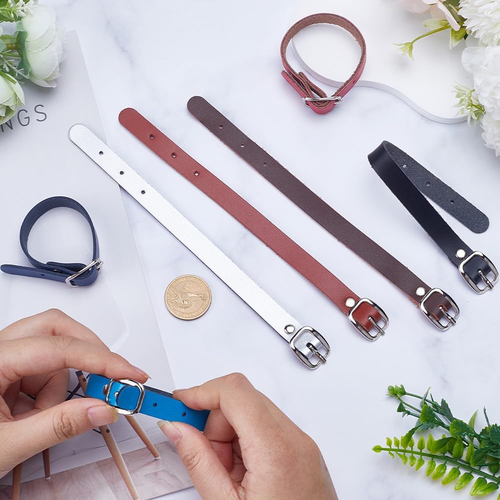 GORGECRAFT 7 Colors 8 Inch Cowhide Leather Stirrup Straps Genuine Luggage Strap Luggage Tags Adjustable Length Replacement Belts with Metal Buckle Watch Band Strap for Card Pass Holder Travel Storage