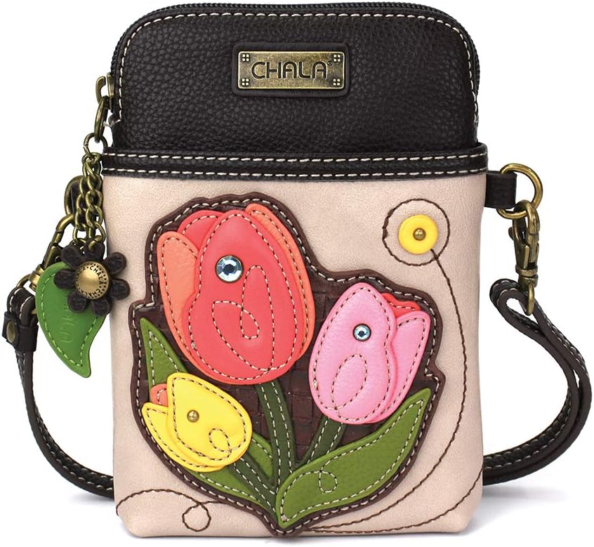 CHALA Plant Life Collection Cell Phone Crossbody Purse-Women PU Leather/Canvas Multicolor Handbag with Adjustable Strap