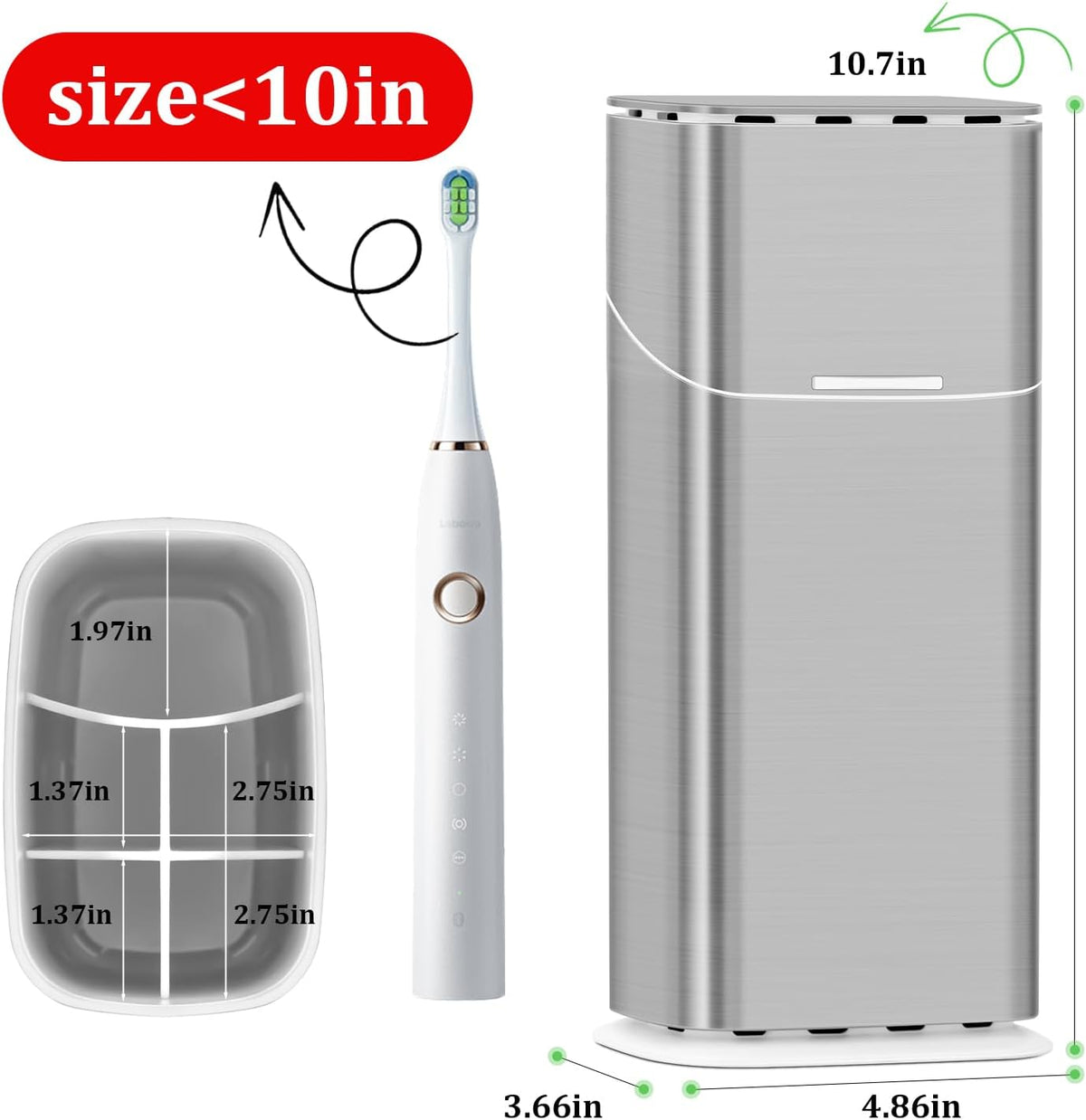 GFWARE Electric Toothbrush Holder with Cover, Ventilated & Drainage, Silver