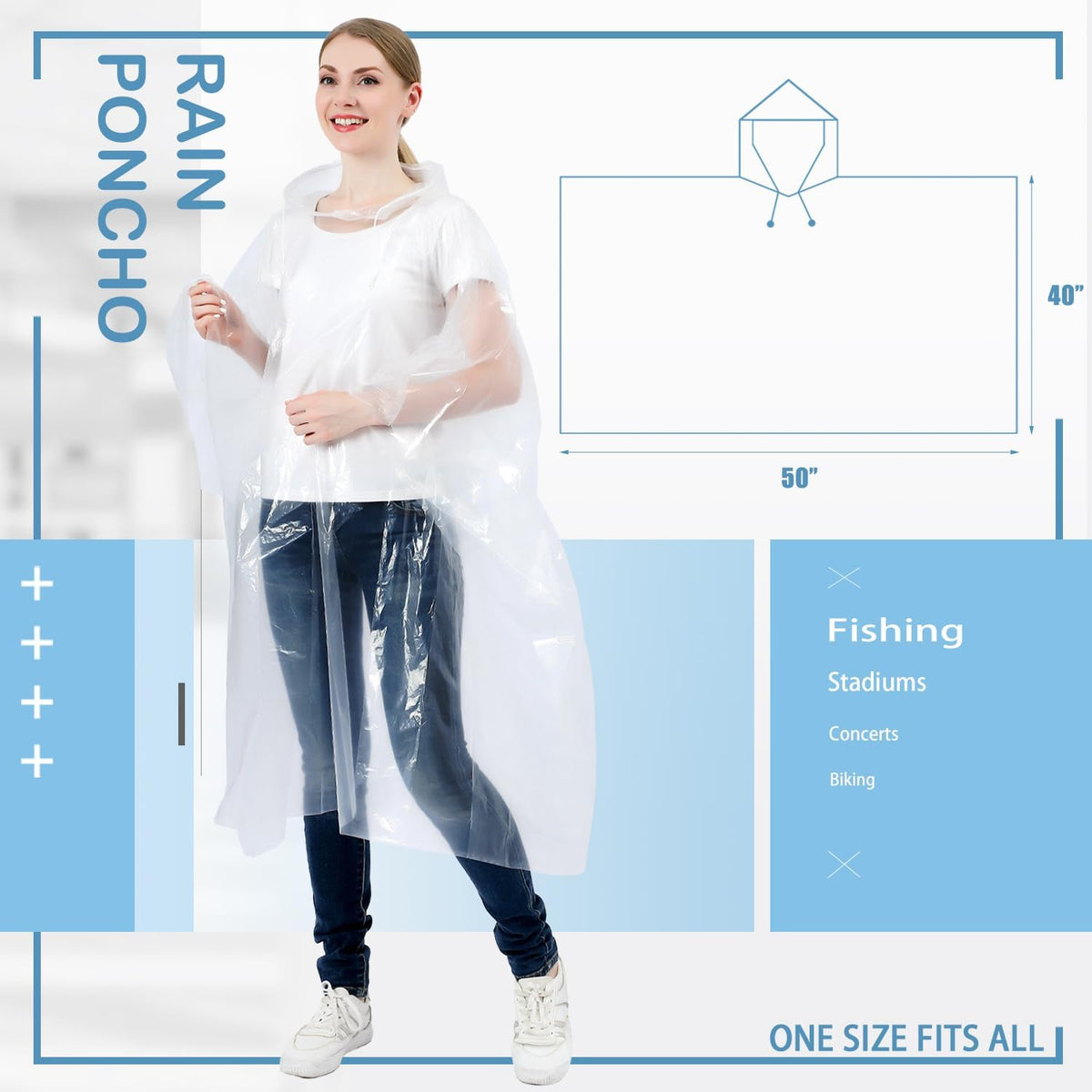 Disposable Rain Ponchos for Kids & Adults 6/10 Pack Extra Thick