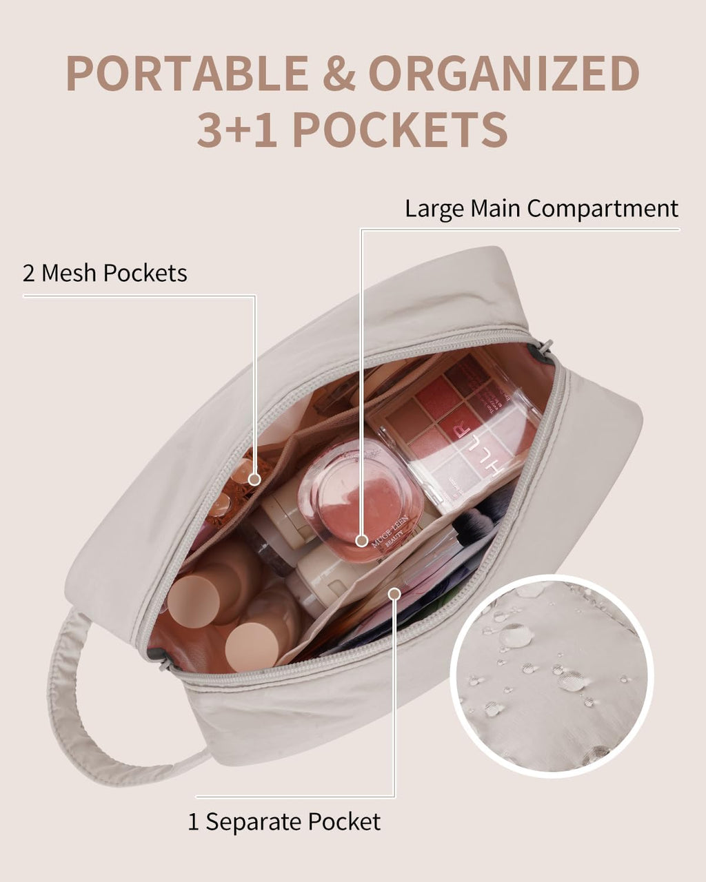 Narwey Quilted Travel Toiletry Bag for Women, Bathroom, Medicine Bag