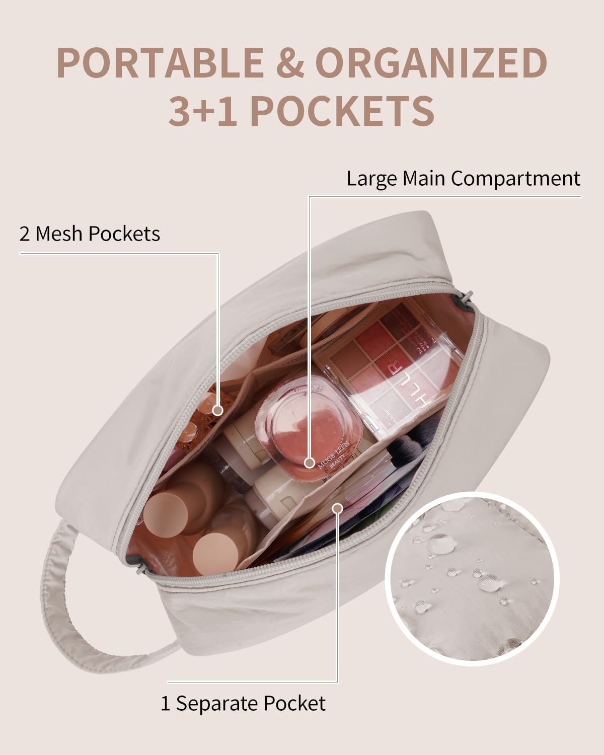 Narwey Quilted Travel Toiletry Bag for Women, Bathroom, Medicine Bag