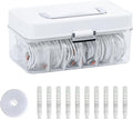 Large Cable Organizer Box with Lid and Wire Ties, Plastic