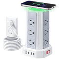 White Power Strip, 6.5 Ft Extension Cord with 12 AC Multiple Outlets 4 USB (2 USB C), SMALLRT Power Strip Tower Desktop Charging Station