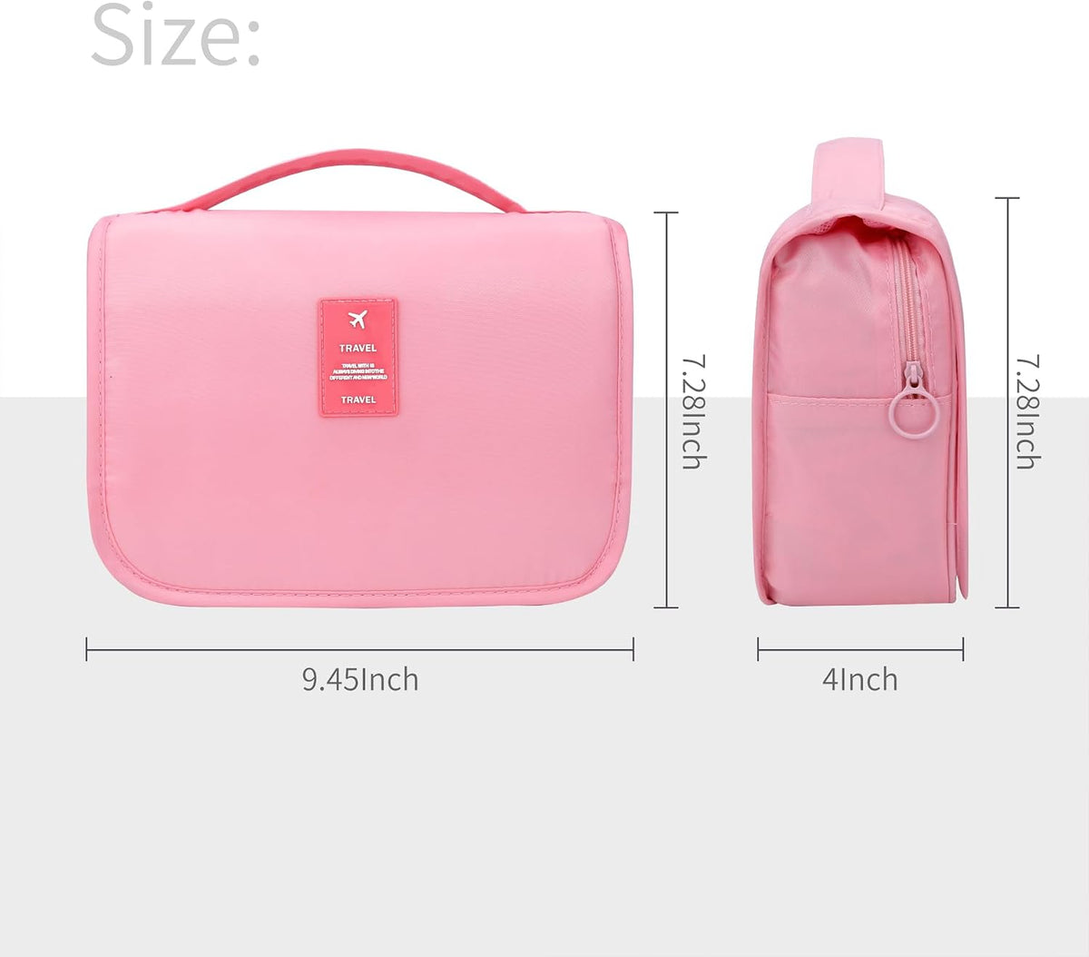 Lcsmaokin Large Capacity Toiletry Bag Travel Bag with Hanging Hook for Men and Women Waterproof Travel Cosmetic Bag Bathroom Storage Bag for Brushes Set, Full-Sized Shampoo,Accessories(Pink)