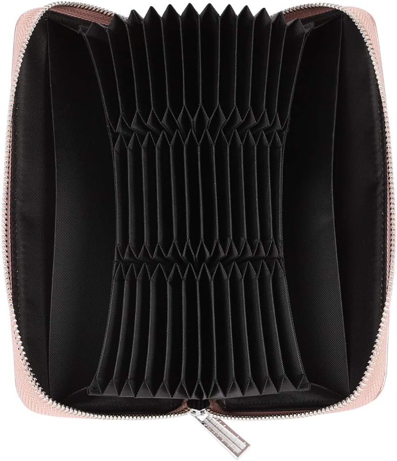 Women 36 Slots RFID Blocking Card Holder Large Long Leather Zipper Organizer Accordion Wallet,Rose Gold