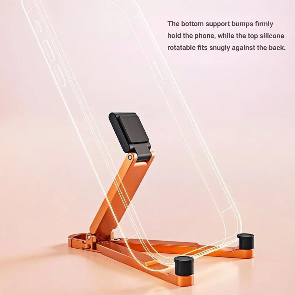 Aluminum Alloy Mini Desktop Cell Phone Holder,Foldable Keychain Phone Holder Portable Hands-Free Travel Phone Holder, Adjustable Angle Vertical and Horizontal,For All Phones,Offices,Travel (Pink)