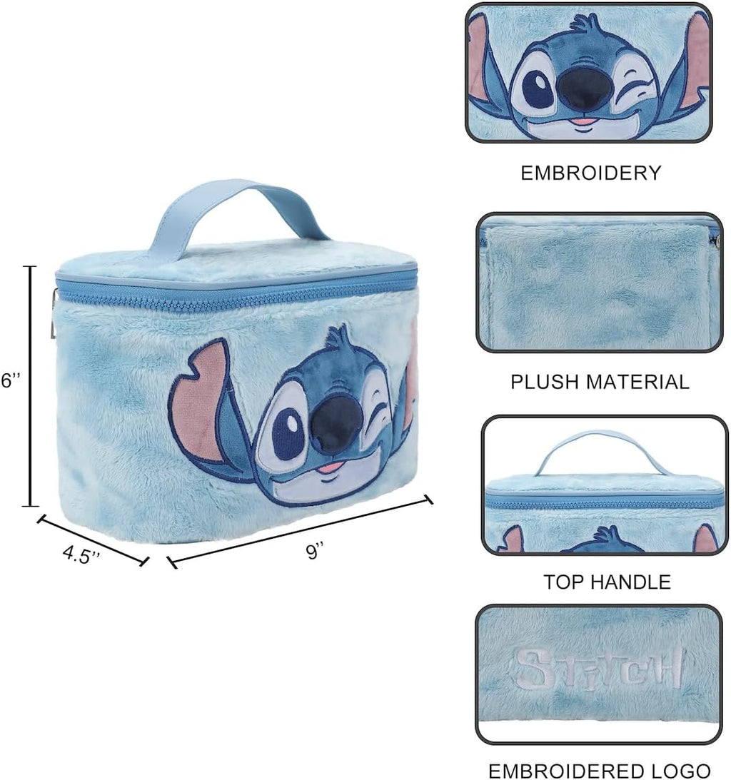 Bioworld Disney Stitch Embroidered Face Blue 6" Beauty Case