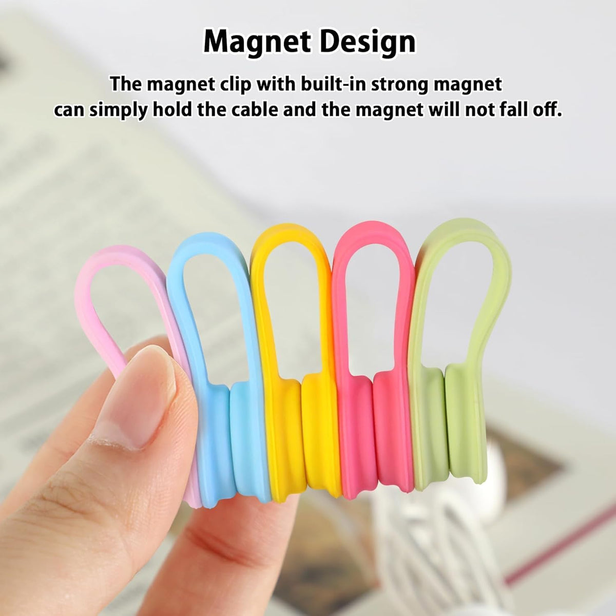 10-Pack Silicone Magnetic Cable Ties for Cords,Magnetic Cord Ties