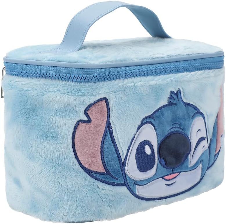Bioworld Disney Stitch Embroidered Face Blue 6" Beauty Case