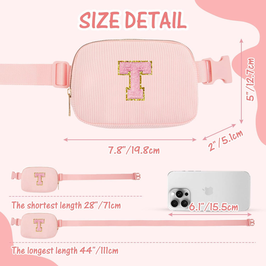 Gitus Birthday Gifts for 6 7 8 9 10 11 12 Year Old Girls Thanksgiving Gifts for Teen Girls Daughter Sister Friends Initial Fanny Pack Crossbody Bag Belt Bag Trendy Stuff Teen Girl Gifts (Light Pink-T)