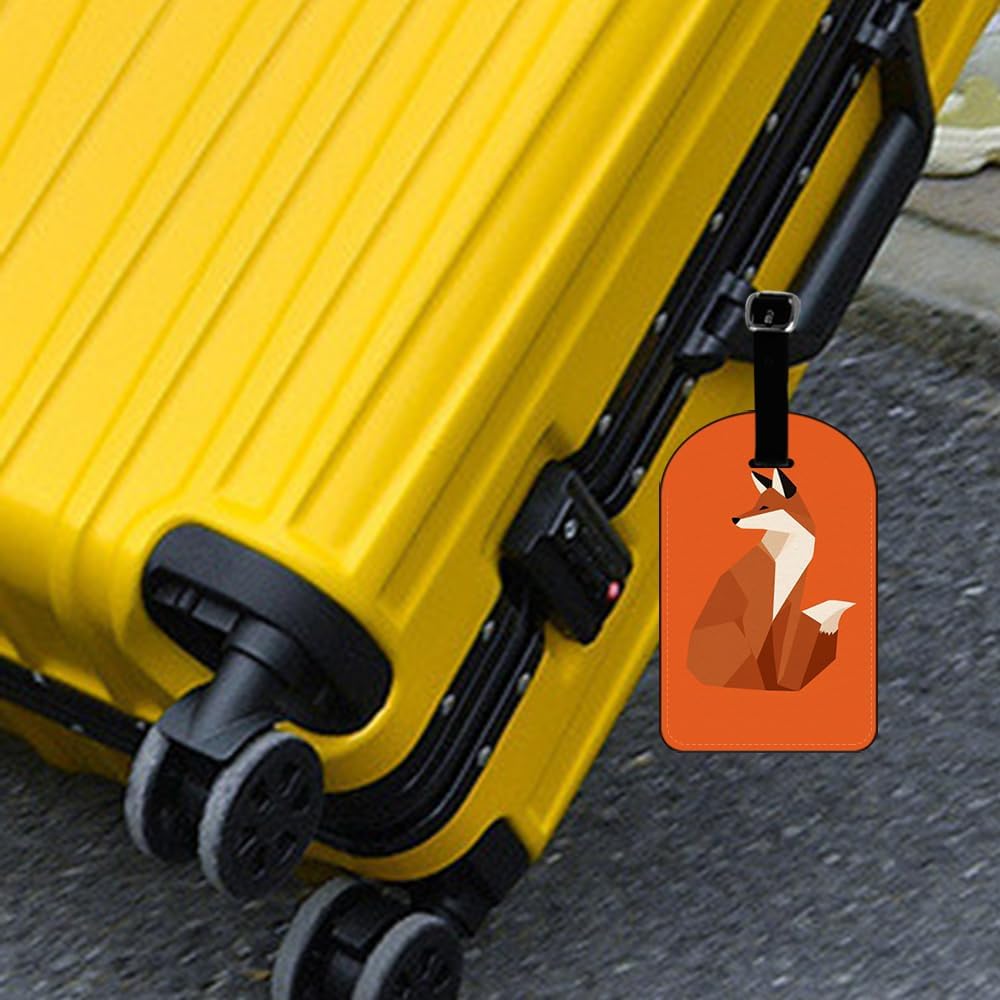 Stylish Red Foxy Fox Rectangle Leather Luggage Card Suitcase Carry-On ID Tag Travel Bag Label Travel Accessories Tag - 1 pack