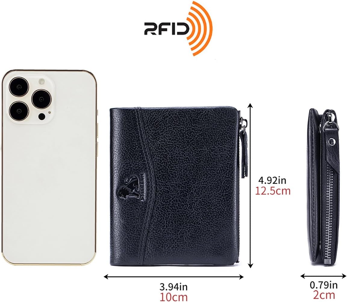 Wallet for Women, RFID Blocking Leather Zip Wallet, 10 Card Slots