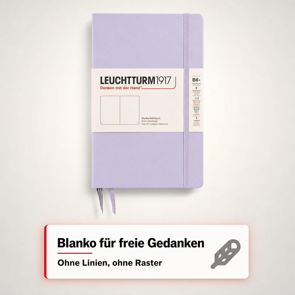 LEUCHTTURM1917 - Notebook Hardcover Paperback B6+ - 219 Numbered Pages for Writing and Journaling (Lilac, Plain)