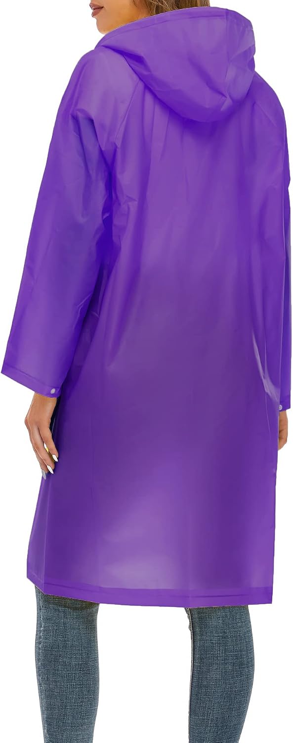 Raincoats for Women Men Reusable Portable Waterproof EVA Long Rain Ponchos with Hoods