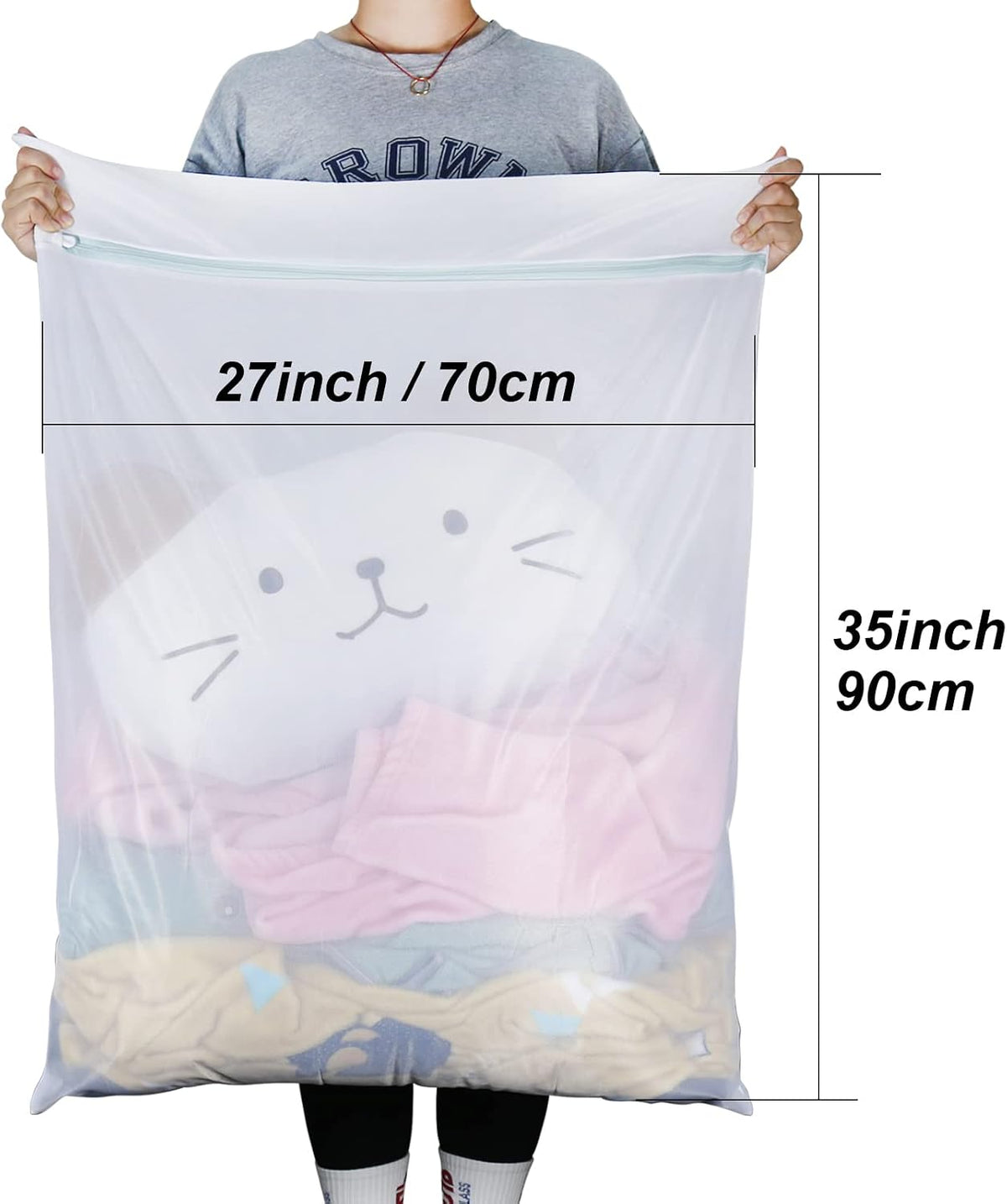 Tenn Well 2Pk 35x27" Large Mesh Laundry Bags Fine Net Washable for Blankets