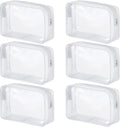 6 Pack Clear PVC Zippered Travel Cosmetic & Toiletry Organizer Bag Set for Makeup, Shower Essentials - White