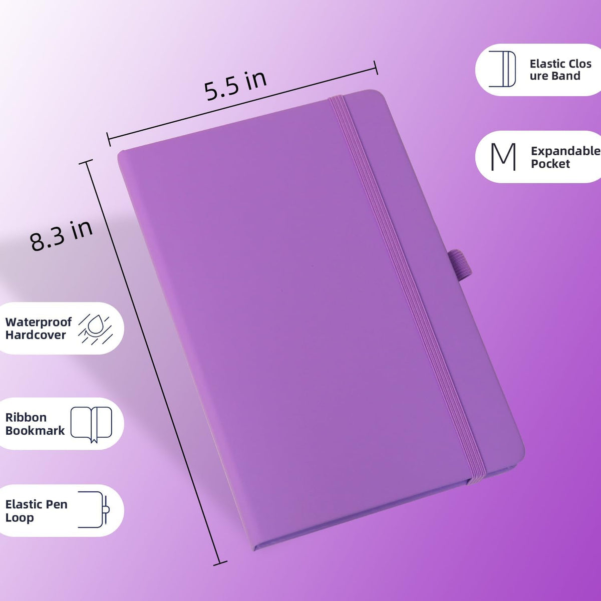 A5 Liend Journal Notebook, 7mm College Ruled Notepad, Journaling for Writing, Work, School, Travel and Note Taking, Hardcover 224 Pages (112 Sheets) 5.5 x 8.3 inches Multicolored (8 Pack)