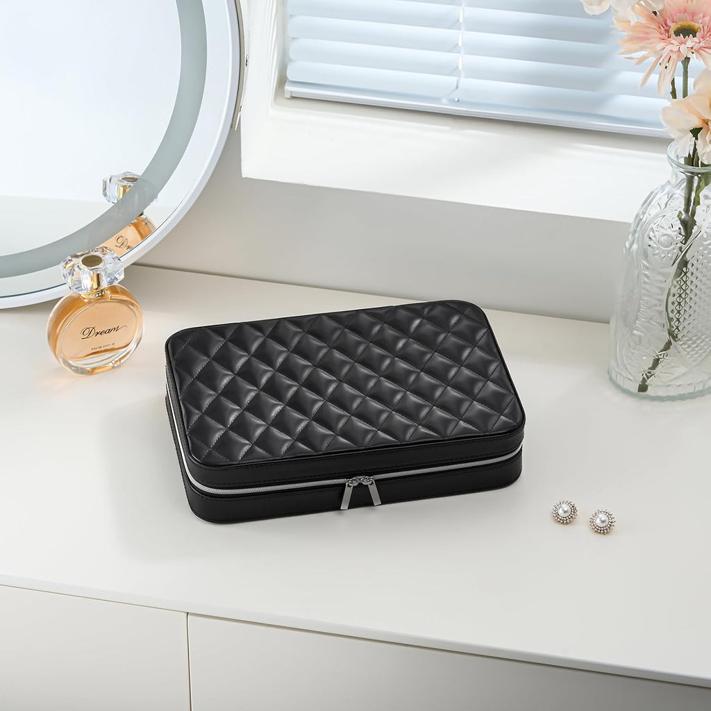 Lolalet Travel Jewelry Case for Women Girls -Large, Black