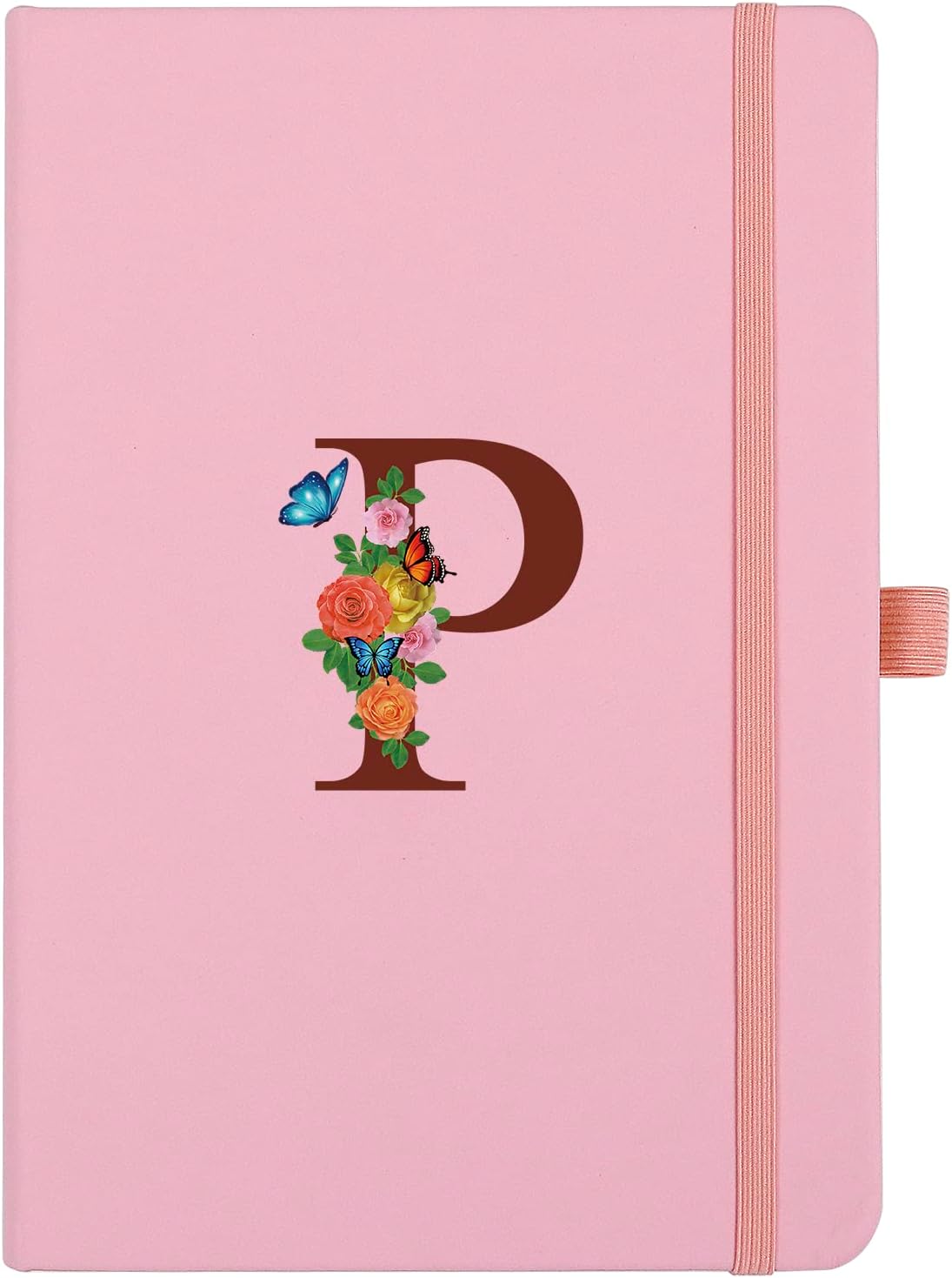 Pink Notebook for Women, 5.7"X8.3" A5 Journal Notebook with Letter P, Dual-Sided Writing Notebook with Dividers, Cute Leather Journal for Work, Business, School, Meetings, Travelers, Small Notebook
