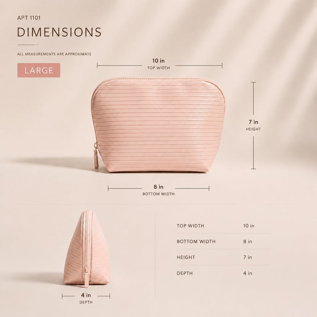 APT 1101 Standing Foldable Makeup Bag for Travel, Vertical Folding Down Design, Organized Cosmetic & Skincare Bag