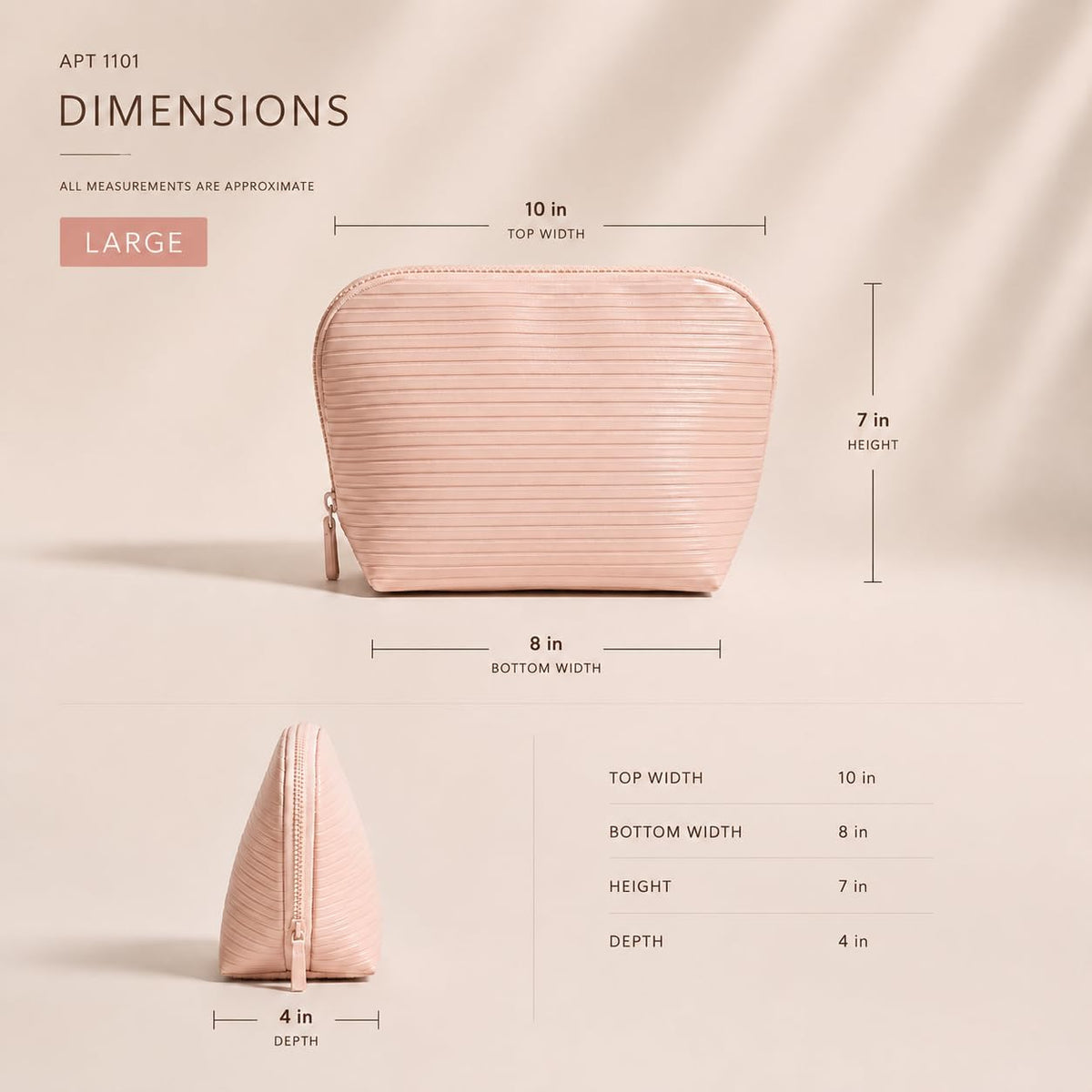 APT 1101 Standing Foldable Makeup Bag for Travel, Vertical Folding Down Design, Organized Cosmetic & Skincare Bag