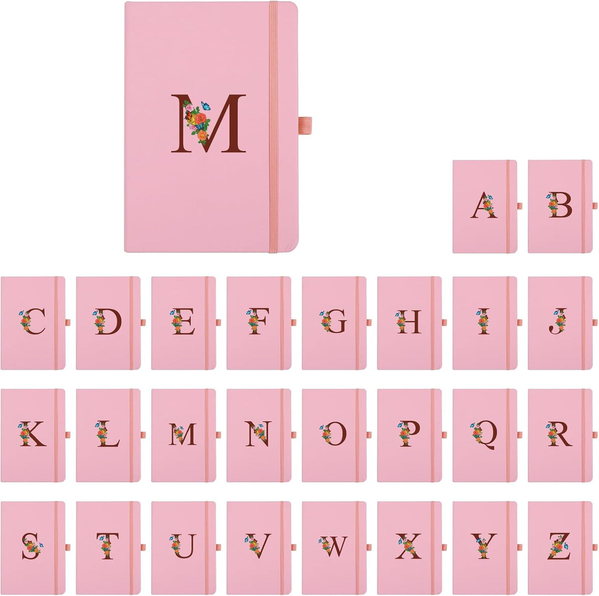 Pink Notebook for Women, 5.7"X8.3" A5 Journal Notebook with Letter T, Dual-Sided Writing Notebook with Dividers, Cute Leather Journal for Work, Business, School, Meetings, Travelers, Small Notebook