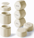Cadence Travel Containers - 6 Piece Haircare Set - Magnetic Travel Capsules - 2 Small & 4 Medium Capsules - Shampoo, Conditioner, Leave-In Conditioner, Comb, Hair Serum, Hair Gel Labels - Sand