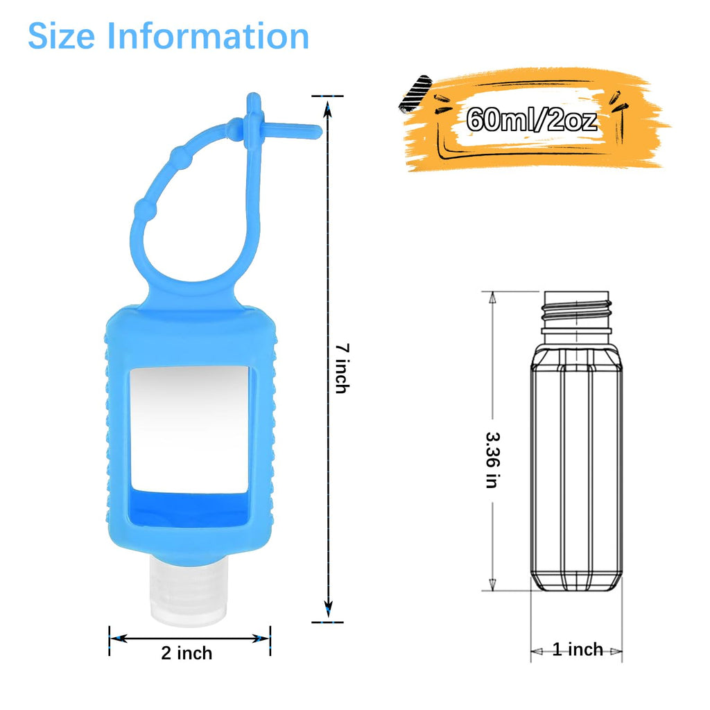 4 Pack Travel Bottles, Hand Sanitizer Holder Empty Travel Size 2oz/60ml Leakproof Refillable Containers Portable Keychain Bottles with Detachable Silicone Case