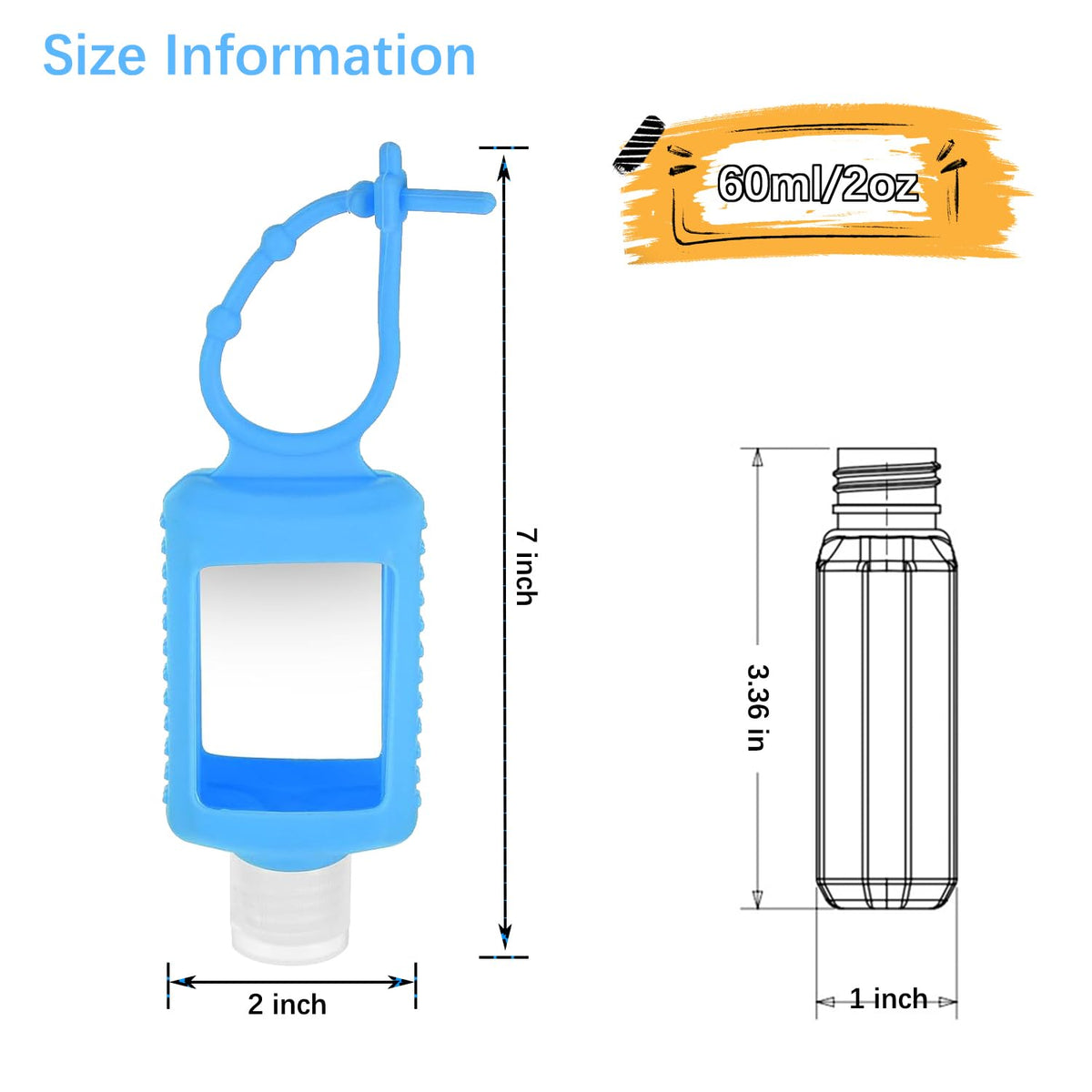 4 Pack Travel Bottles, Hand Sanitizer Holder Empty Travel Size 2oz/60ml Leakproof Refillable Containers Portable Keychain Bottles with Detachable Silicone Case