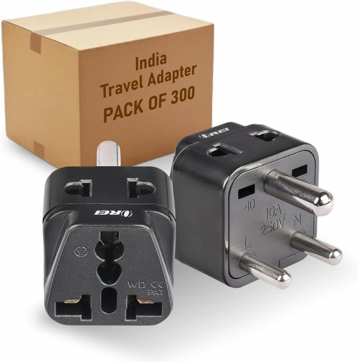 OREI US to India Type D Travel Adapter Plug, 2-in-1, CE, RoHS, 300 Pack