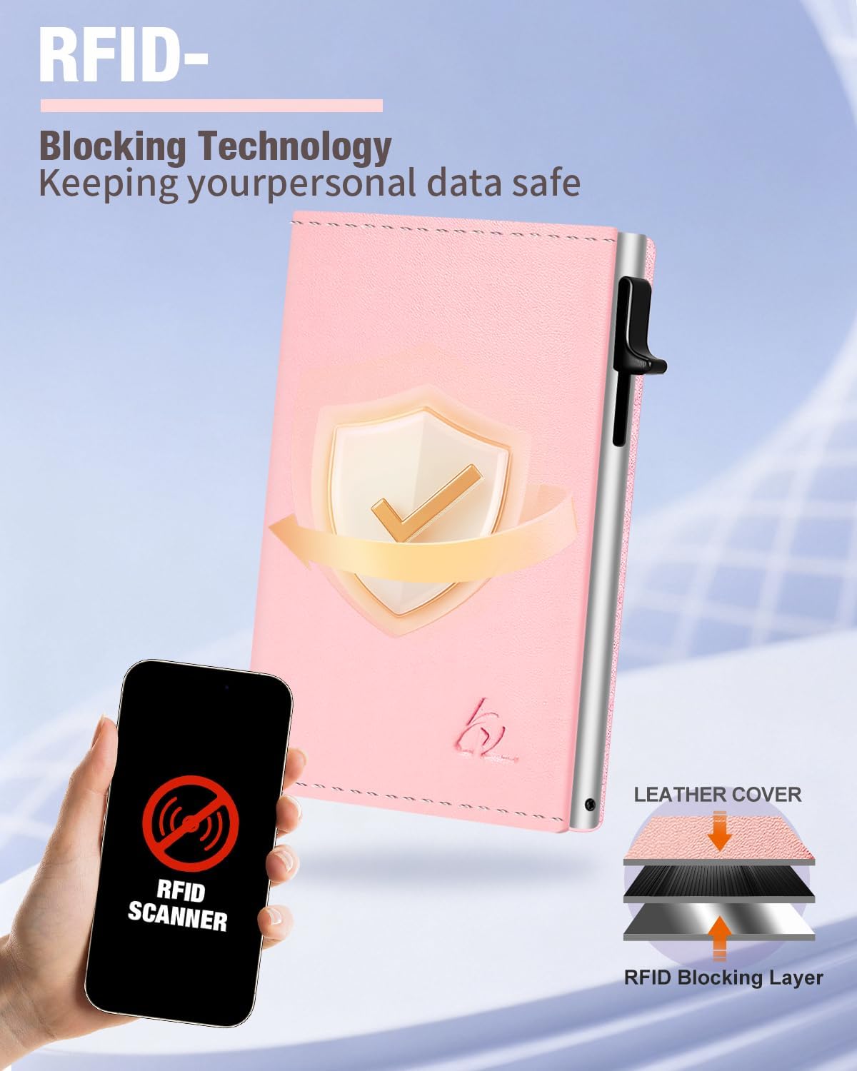 dwnkove Womens Wallet Card Holder - Pop Up Aluminum Case, Premium Flexible Leather, Smart Wallet for Women, RFID Blocking, Slim, Minimalist, Front Pocket - 9-14 Card Capacity | ID Window | Cash Slot