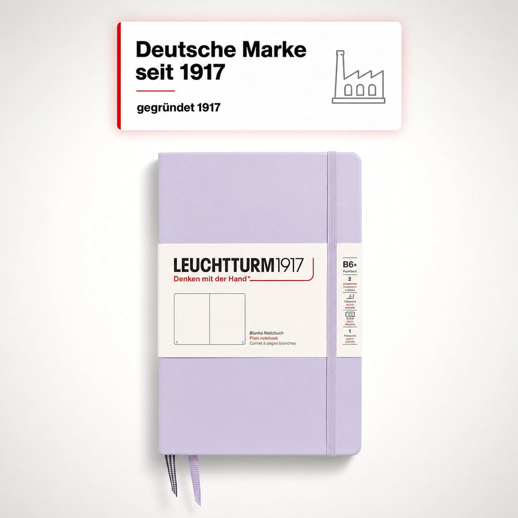 LEUCHTTURM1917 - Notebook Hardcover Paperback B6+ - 219 Numbered Pages for Writing and Journaling (Lilac, Plain)