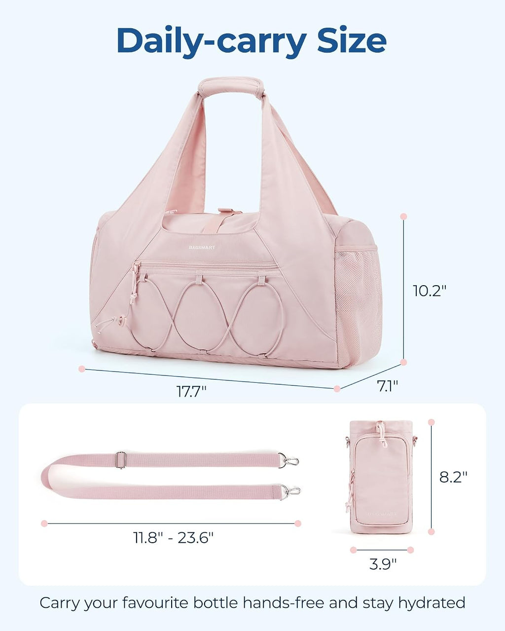 BAGSMART Gym Bag for Women, Lightweight Duffel with Shoe Compartment, Tote Bag with Wet Pocket for Yoga Travel, Camel